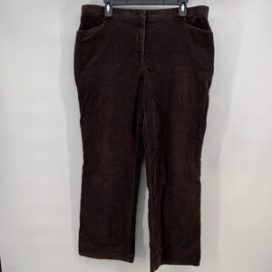 ORVIS Womens Brown Corduroy Straight Leg Pants Size 16 Cotton Spandex Blend